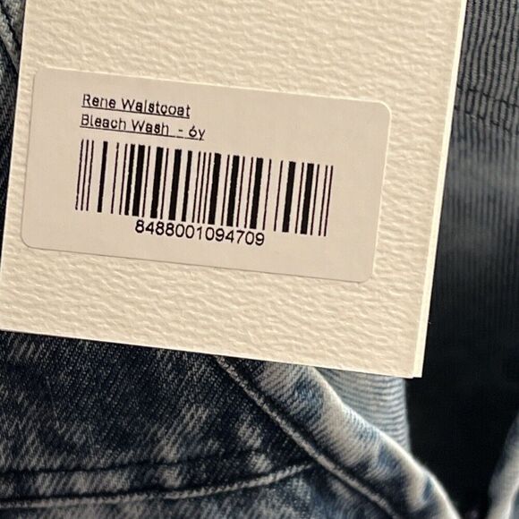 The New Society Vest Boys 6y Blue Denim Cotton Bleach‎ Wash Rene Waistcoat - Picture 8 of 8